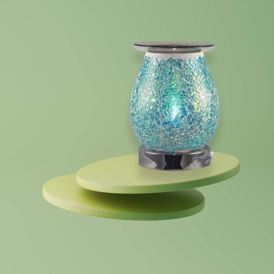 Blue crackle wax and oil burner
